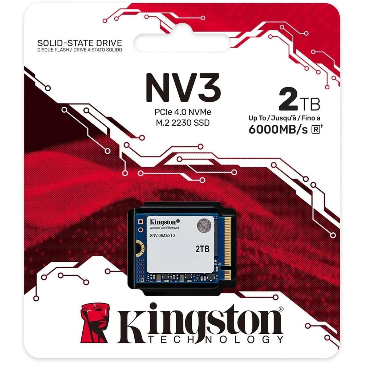 Kingston NV3 2TB M.2 2230 NVMe PCIe Gen 4x4 3D Nand Internal SSD Up to 6000 MB/s Kingston NV3 2TB M.2 2230 NVMe PCIe Gen 4x4 3D Nand Internal SSD Up to 6000 MB/s
